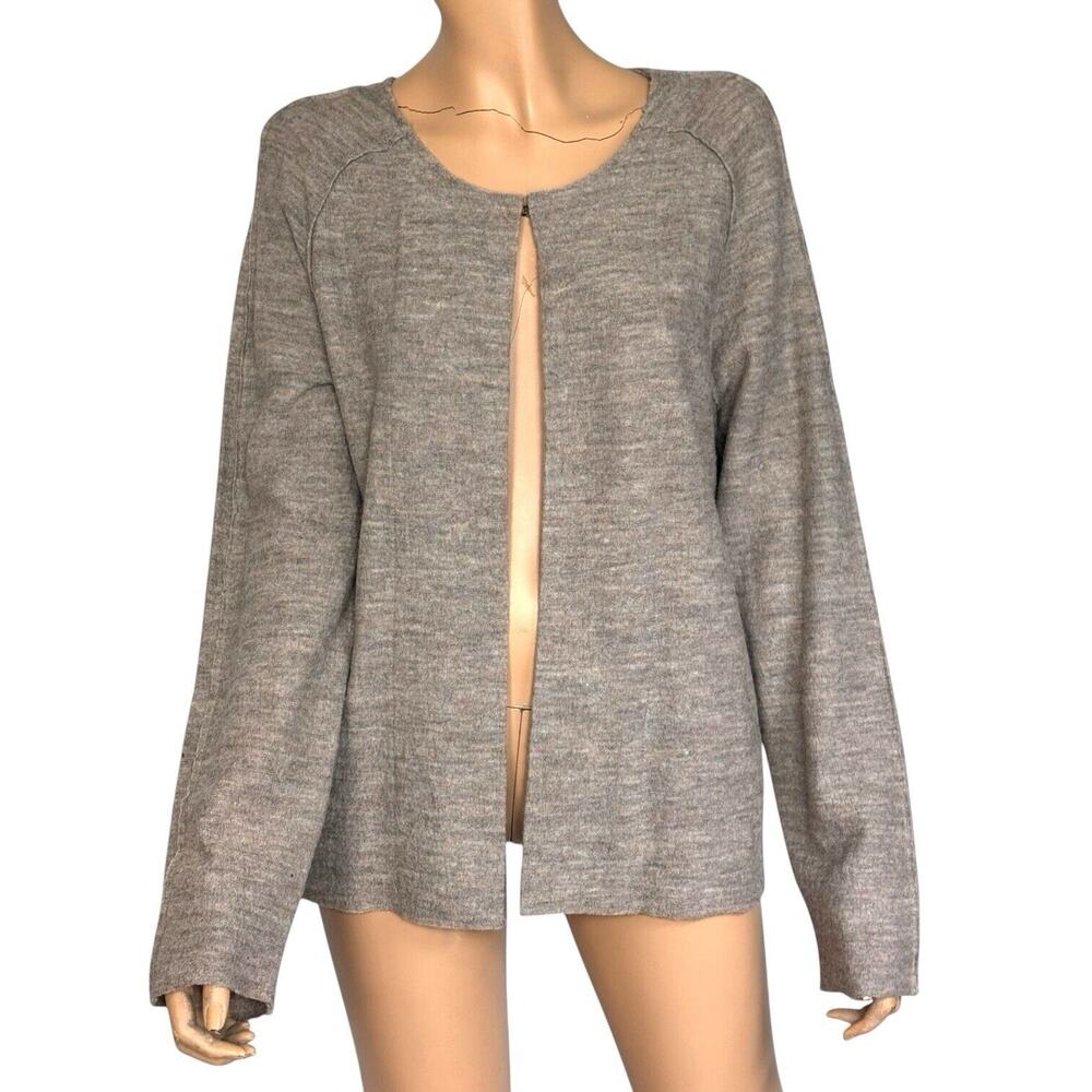 Merino Wool Open Front Cardigan Womens L Minimalist Academia Modern